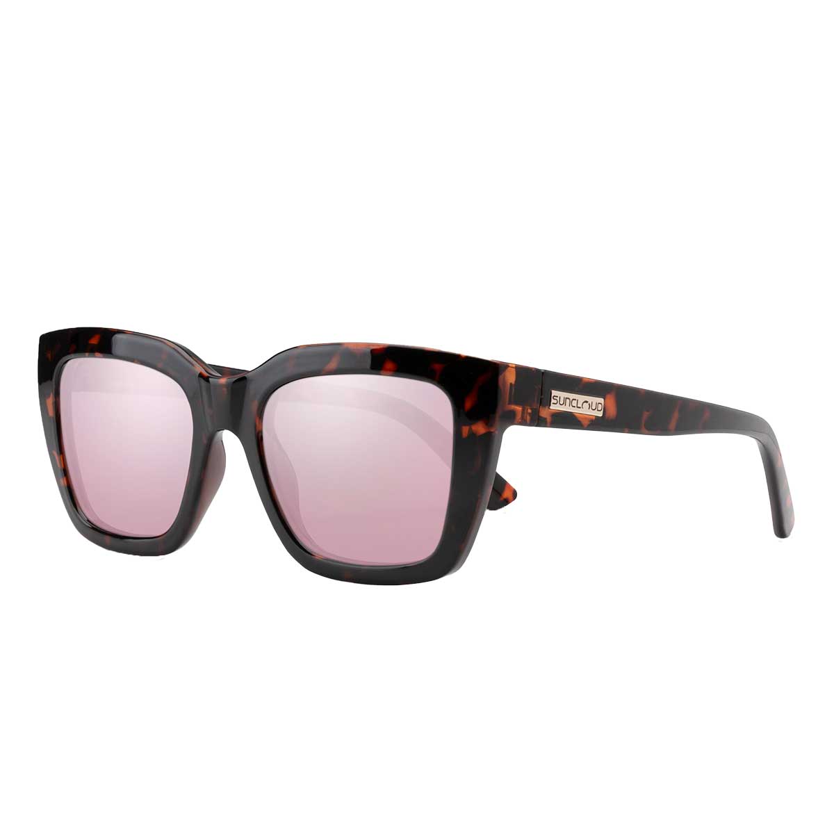 Suncloud Marion Sunglasses Polarized in Tortoise with Pink Gold Mirror